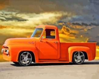 Orange 1955 Ford Pickup Truck Diamond Painting