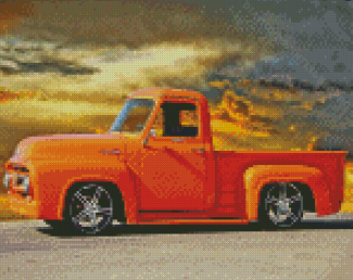 Orange 1955 Ford Pickup Truck Diamond Painting
