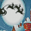 Reindeer Sleigh Santa Claus Silhouette Diamond Painting