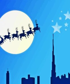 Santa Claus and City Silhouette Diamond Painting