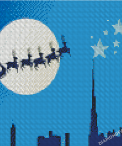 Santa Claus and City Silhouette Diamond Painting