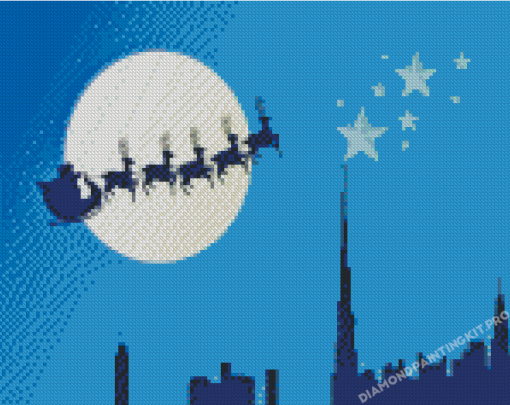 Santa Claus and City Silhouette Diamond Painting