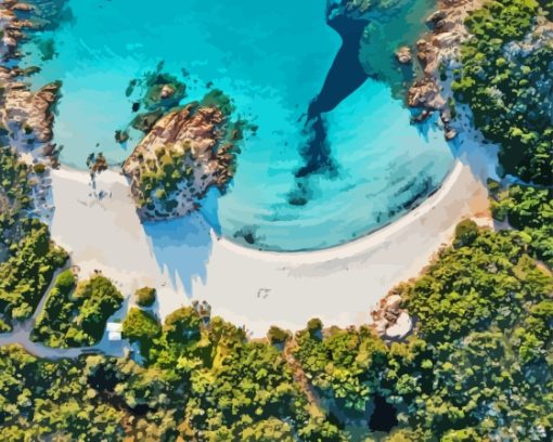 Sardinia Beach Overhead View Diamond Painting