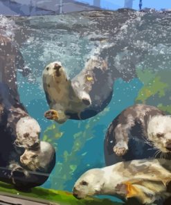 Sea Otter In Monterey Bay Aquarium Diamond Painting