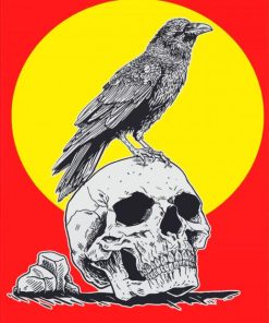 Vintage Crow And Skull Diamond Painting