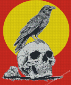 Vintage Crow And Skull Diamond Painting