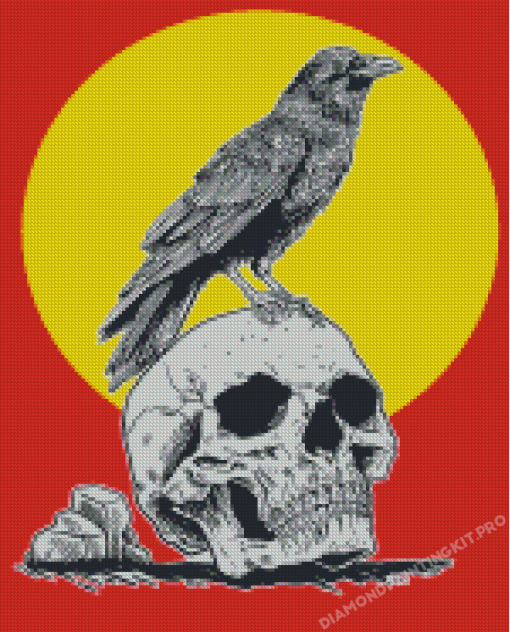 Vintage Crow And Skull Diamond Painting