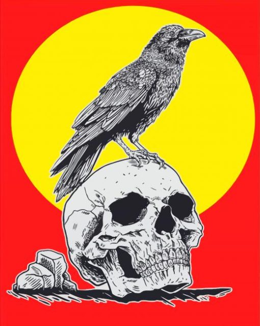 Vintage Crow And Skull Diamond Painting