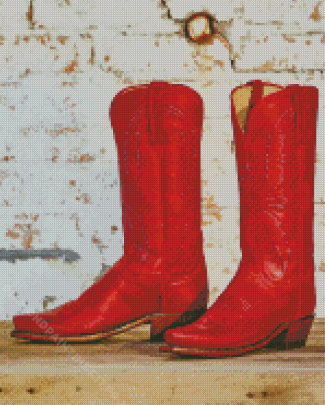 Western Red Boots Diamond Paintings