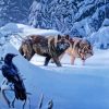 Wolves and Raven In Snow Diamond Painting