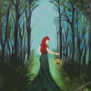Woman With Long Dress In The Woods Diamond Painting
