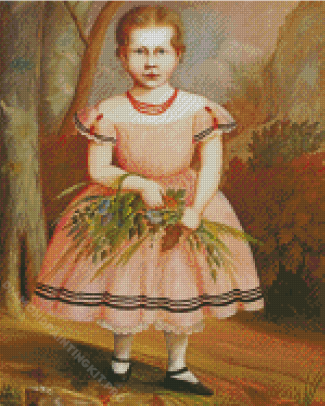 Young Girl In Pink Dress Diamond Paintings