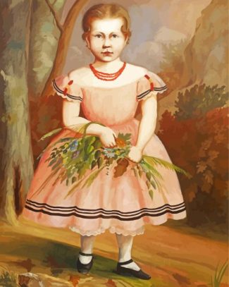 Young Girl In Pink Dress Diamond Painting