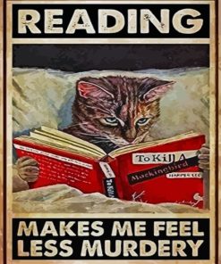 Cat and Book Diamond Painting
