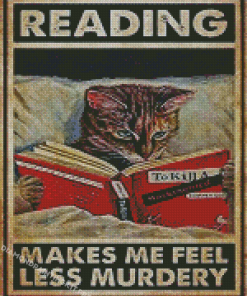 Cat and Book Diamond Painting