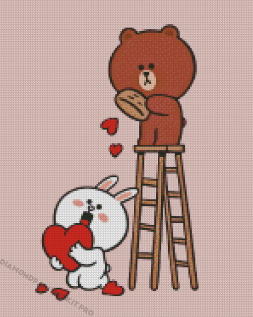 Cute Brown And Cony Diamond Painting