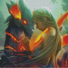 Fire Dragon and Woman Diamond Paintings