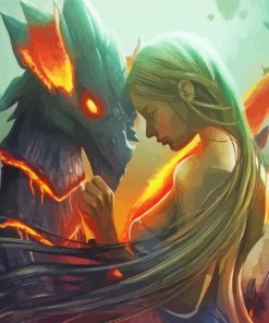 Fire Dragon and Woman Diamond Painting