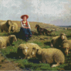 Sheep Farmer Girl Art Diamond Paintings