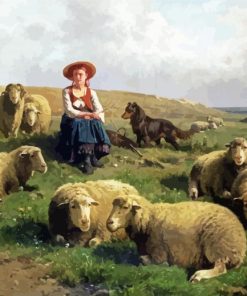 Sheep Farmer Girl Art Diamond Painting