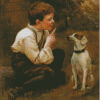 Vintage Boy With Dog Diamond Paintings