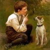 Vintage Boy With Dog Diamond Painting