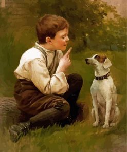 Vintage Boy With Dog Diamond Painting