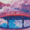 Anime Cherry Blossom and Bridge Diamond Painting