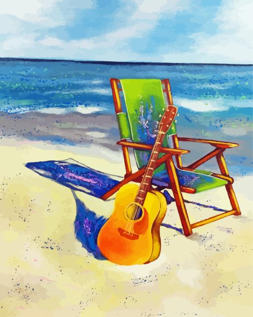 Beach Chair and Guitar Diamond Painting