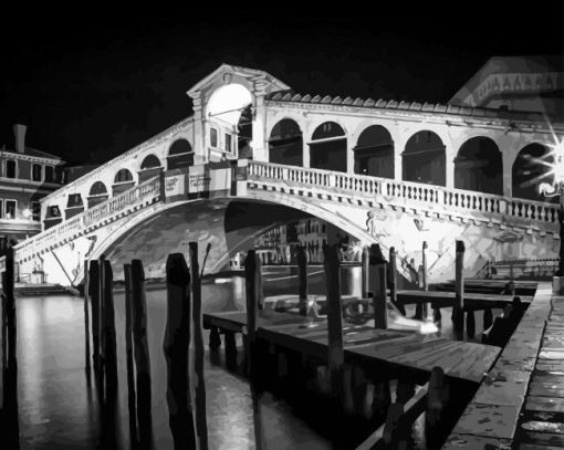 Black And White Rialto Bridge Venice Diamond Painting