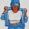 Black Girl In Denim Diamond Painting