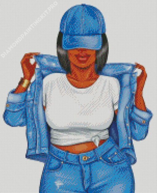 Black Girl In Denim Diamond Painting