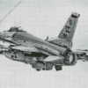 Black and White F 16 Fighting Falcon Diamond Painting