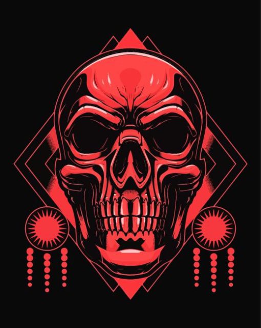 Black and Red Skull With a Geometry Diamond Painting
