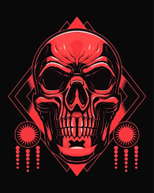 Black and Red Skull With a Geometry Diamond Painting