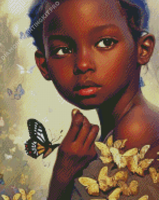 Black Girl and Butterfly Diamond Painting