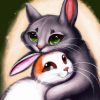 Cat and Bunny In Love Diamond Painting