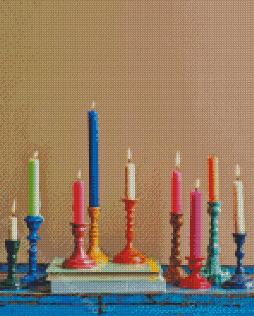 Colorful Candle Holders Diamond Painting