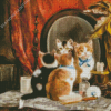 Cute Cats In The Mirror Diamond Painting