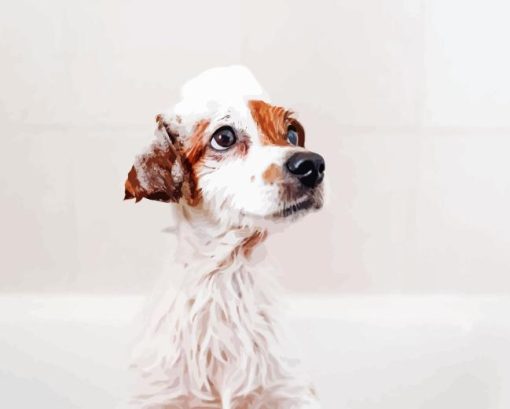 Dog In Bath Diamond Painting