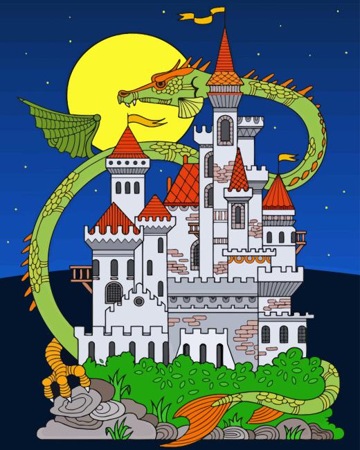 Dragon and Castle Diamond Painting