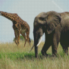 Elephant and Giraffes Diamond Painting