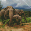 Elephants In Thailand Jungle Diamond Painting