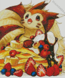 Furret With Pancakes and Fruits Diamond Painting