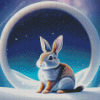 Grey Bunny In Snow Diamond Painting