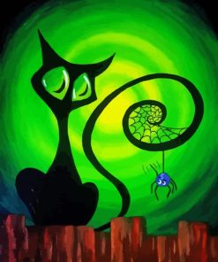 Halloween Cat and Spider Diamond Painting
