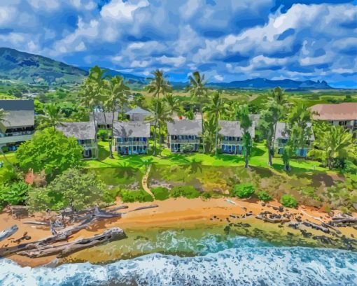 Kauai Beach Houses Diamond Painting