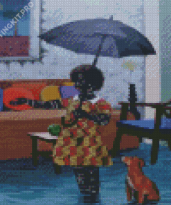 Kelechi Nwaneri Little Girl and Dog Diamond Painting