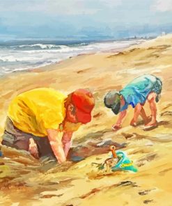 Kids Digging In The Sand Diamond Painting