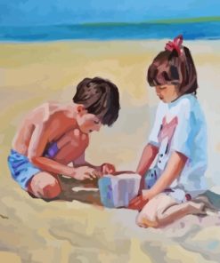 Kids At Beach Diamond Painting
